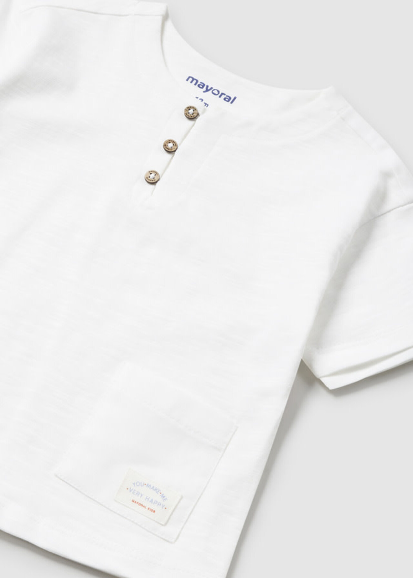 Mayoral Mayoral S/s combined linen shirt White - 24 01016