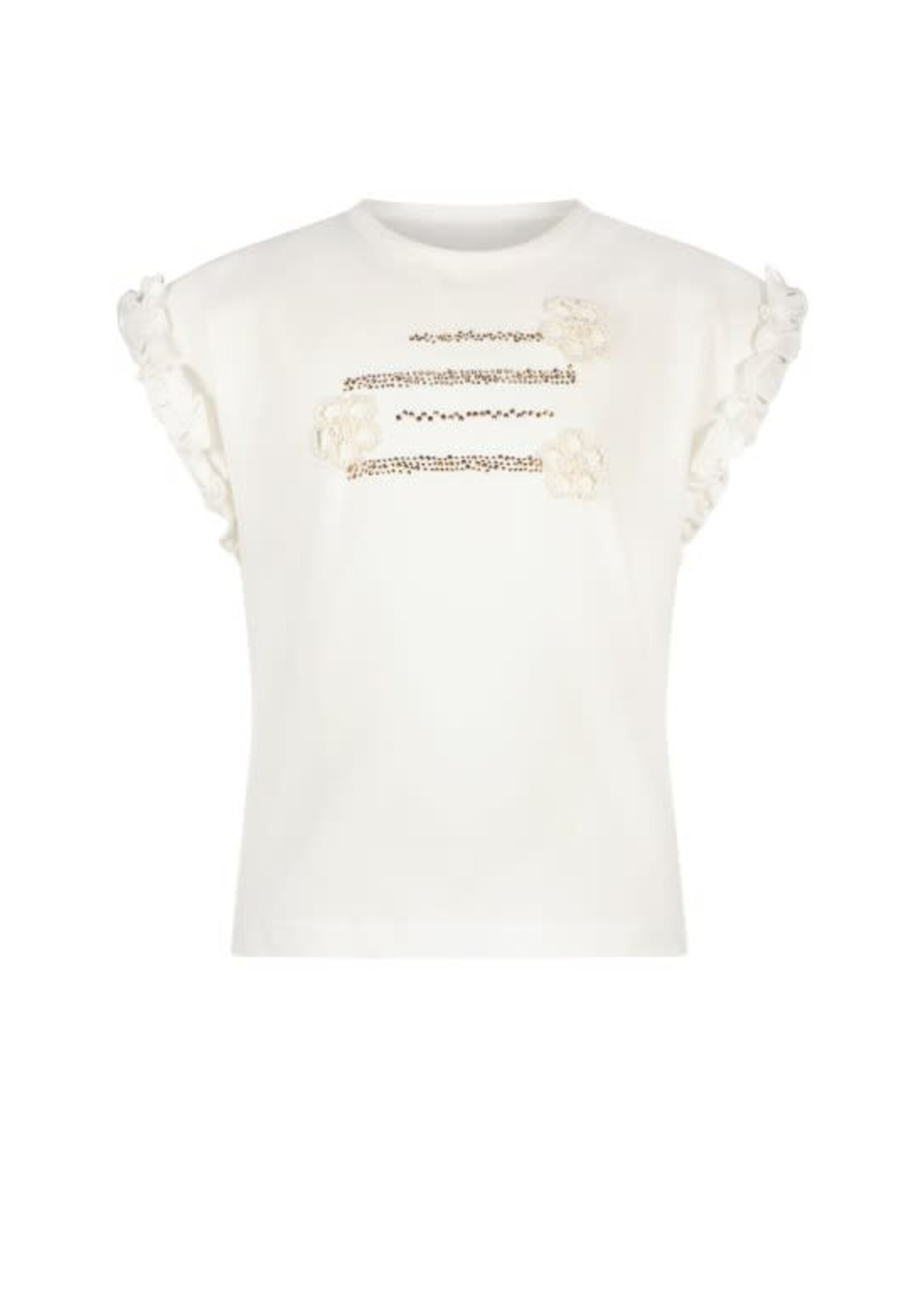 Le Chic Le Chic NOPALY flowers & lines T-shirt C312-5404 Off White