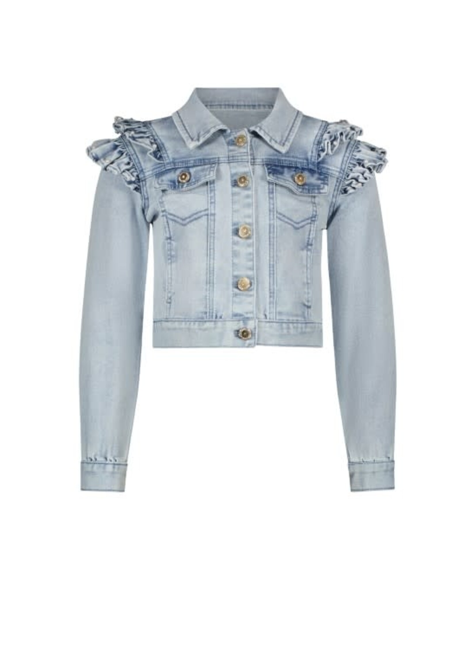 Le Chic Le Chic ALLY ruffles at armhole jacket C312-5180 Classic Light Denim