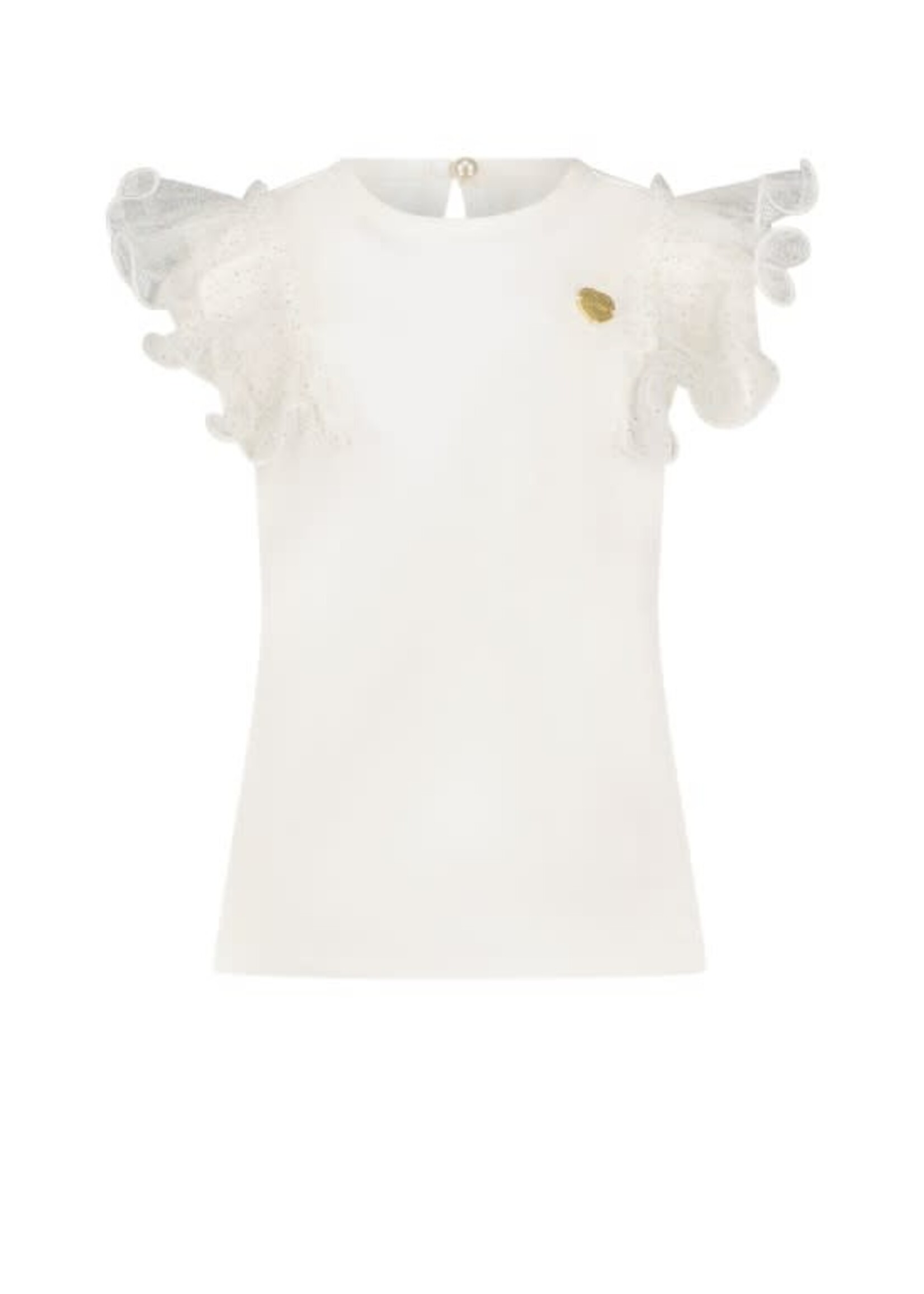 Le Chic Le Chic NOBLY sparkly net T-shirt C312-7402 Off White