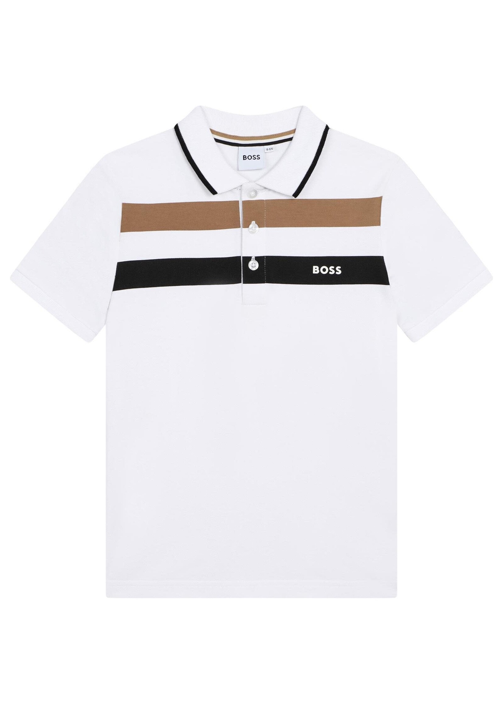 Boss Boss POLO White taupe black stripe