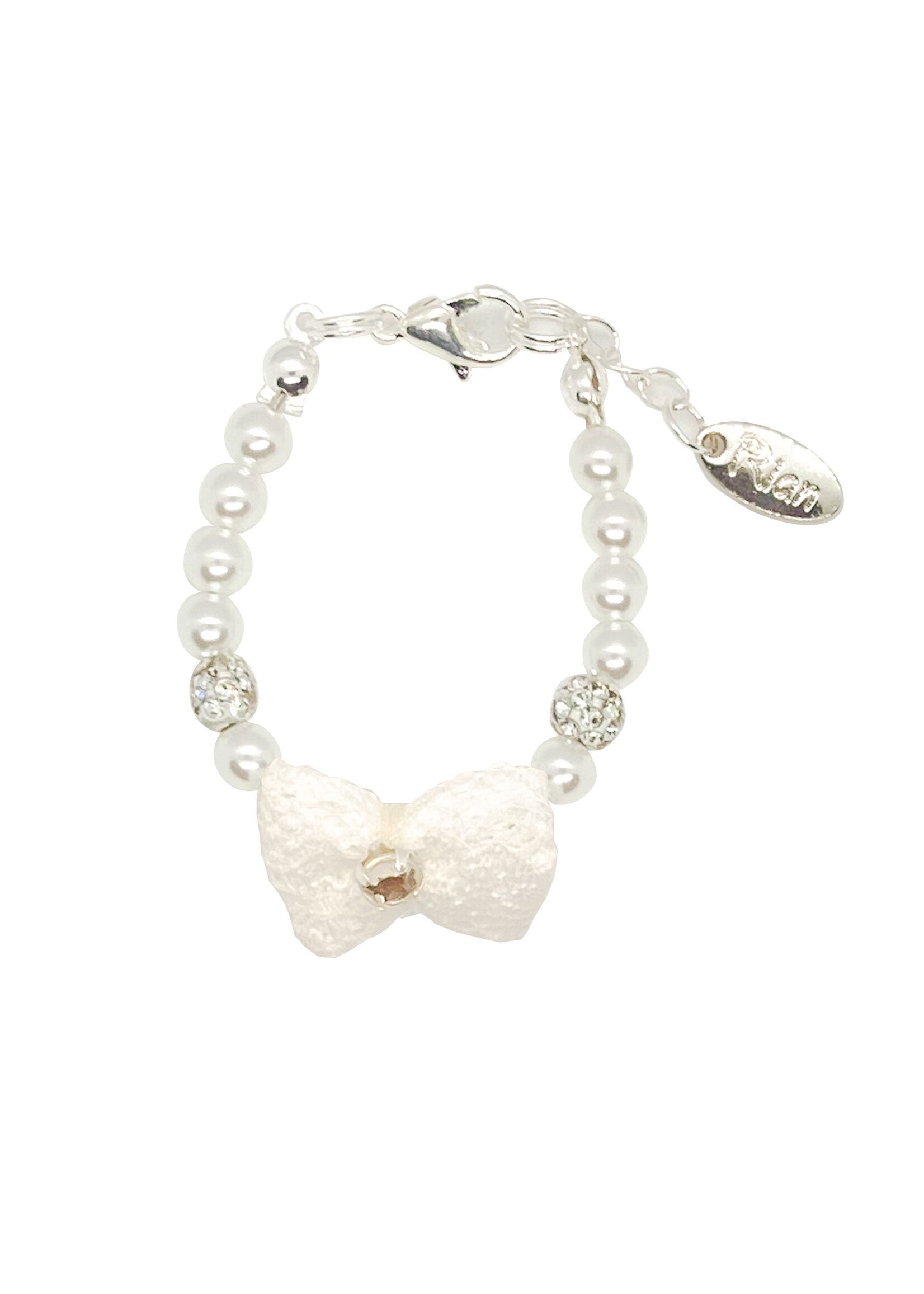 Rian Rian Parel armband met kanten strikje