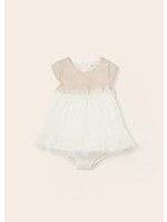 Mayoral Mayoral Linen ruffle dress with nappy cover newborn