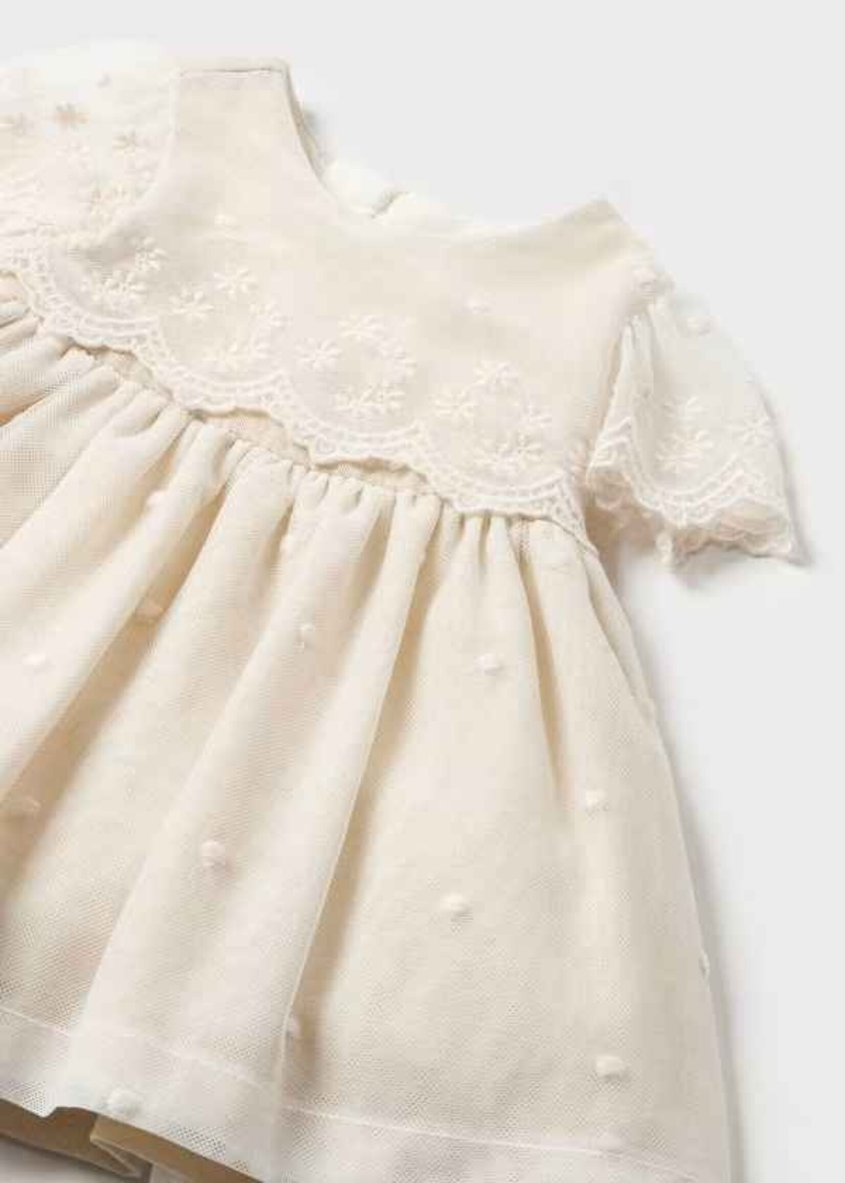 Mayoral Mayoral Embroidered tulle dress Natural - 24 01826
