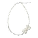 Rian Rian Parel ketting  met beige/kanten strikje