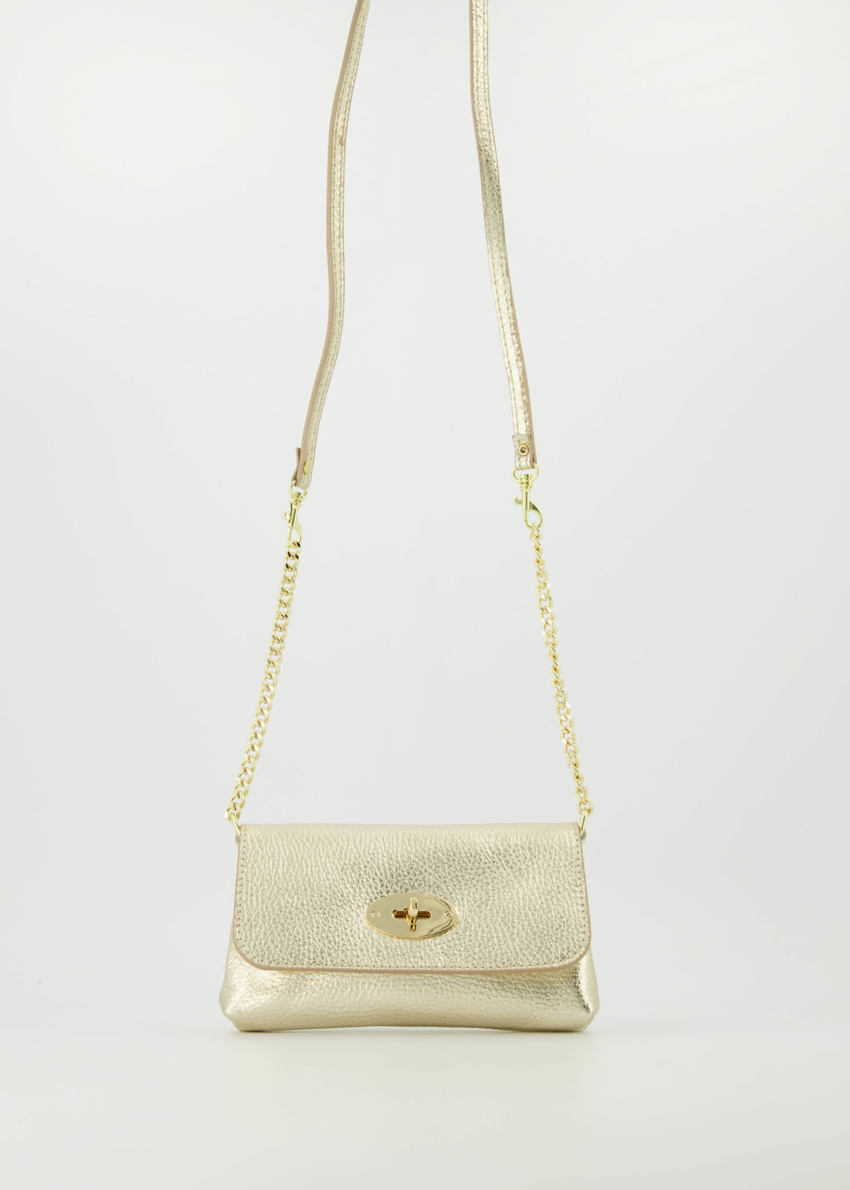 Teatro Leer Tasje   goud met goud  hengsel