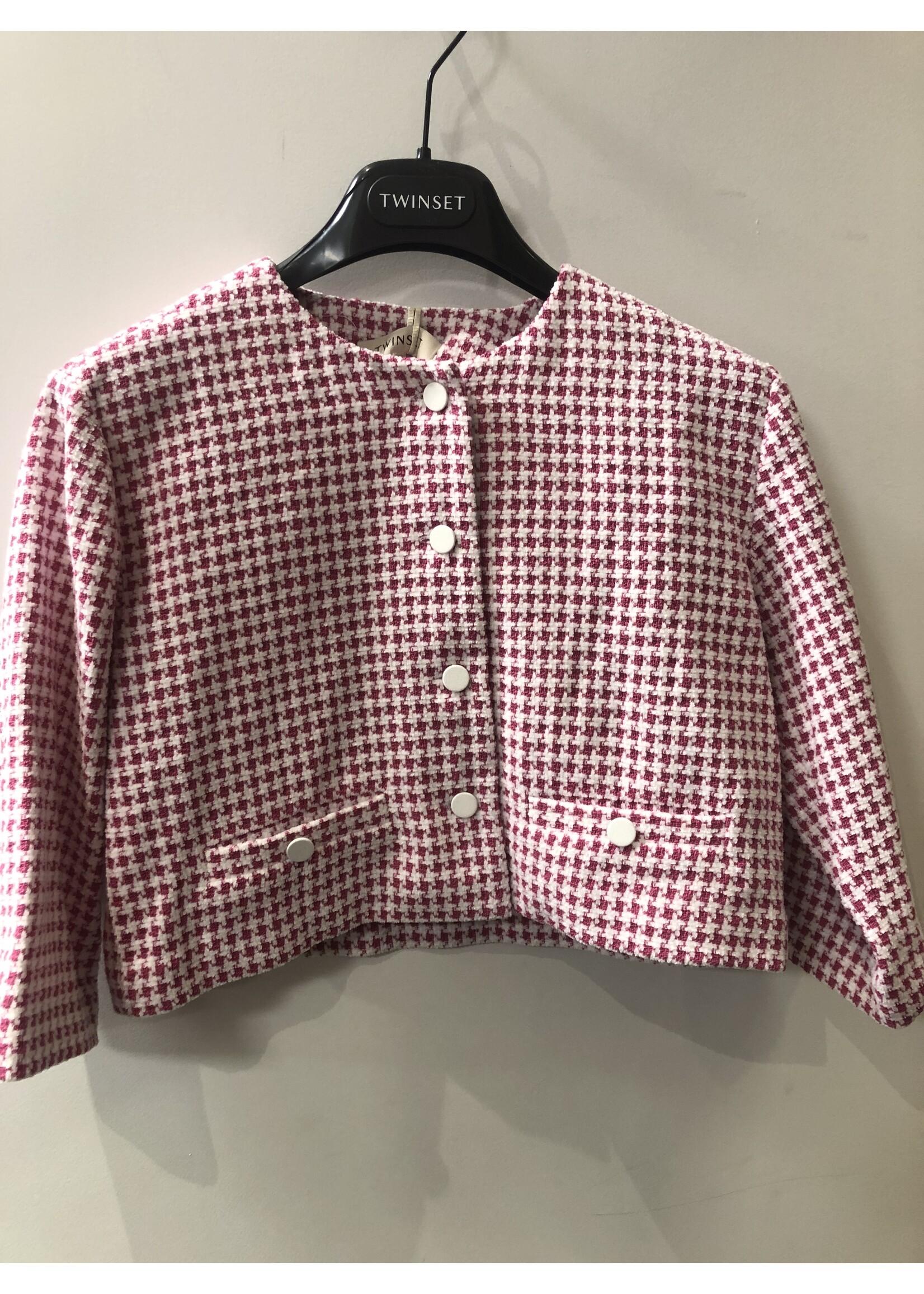 Twinset Twinset WOVEN JACKET FUCHSIA PURPLE/LUCENT WHITE - 241GJ2080