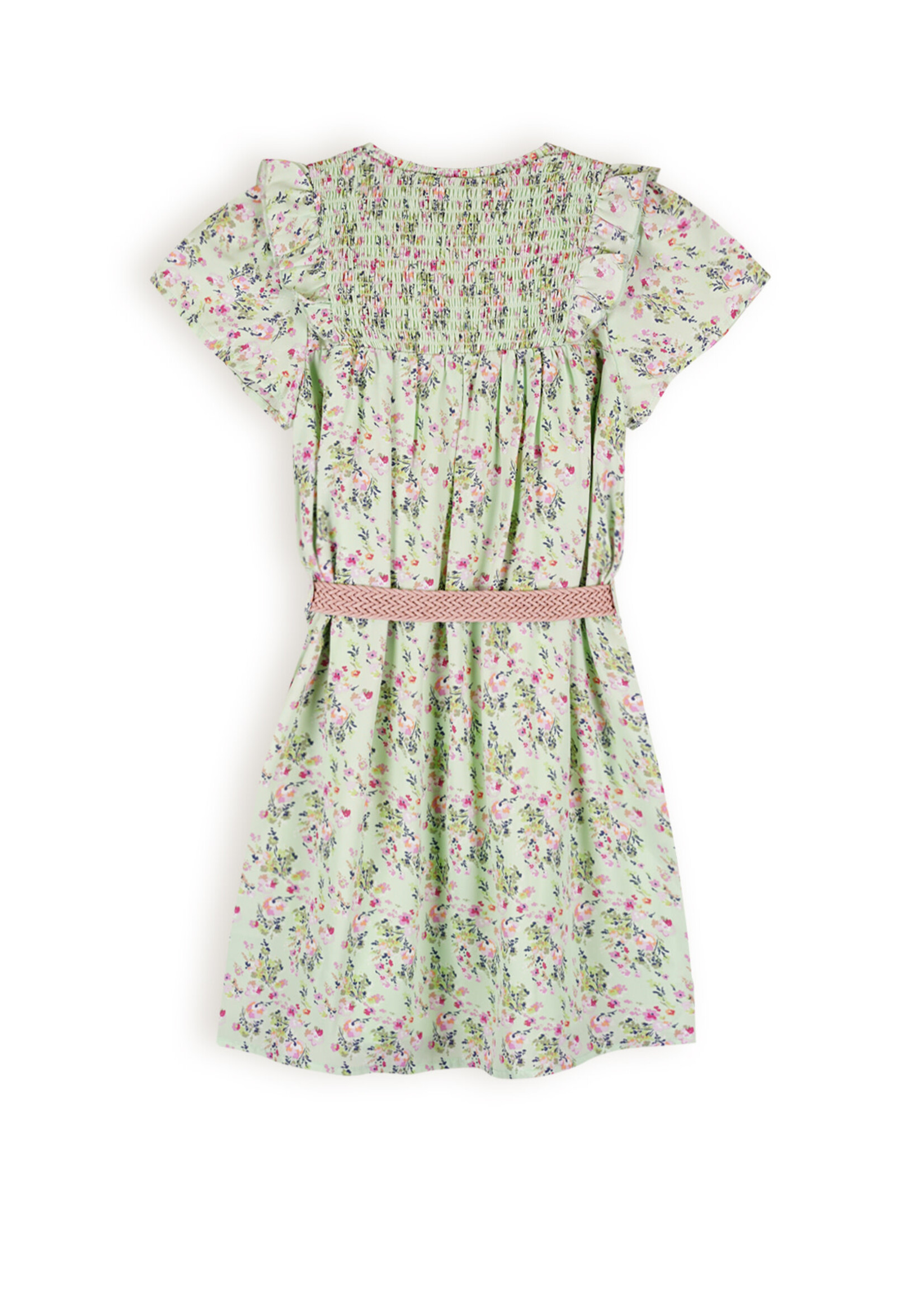 NoNo NoNo Maan Floral wide dress+belt N402-5804 Spring Meadow Green