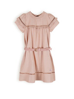 NoNo NoNo Moon Cotton Stripe Solid Dress with belt N402-5810 Sand Blush