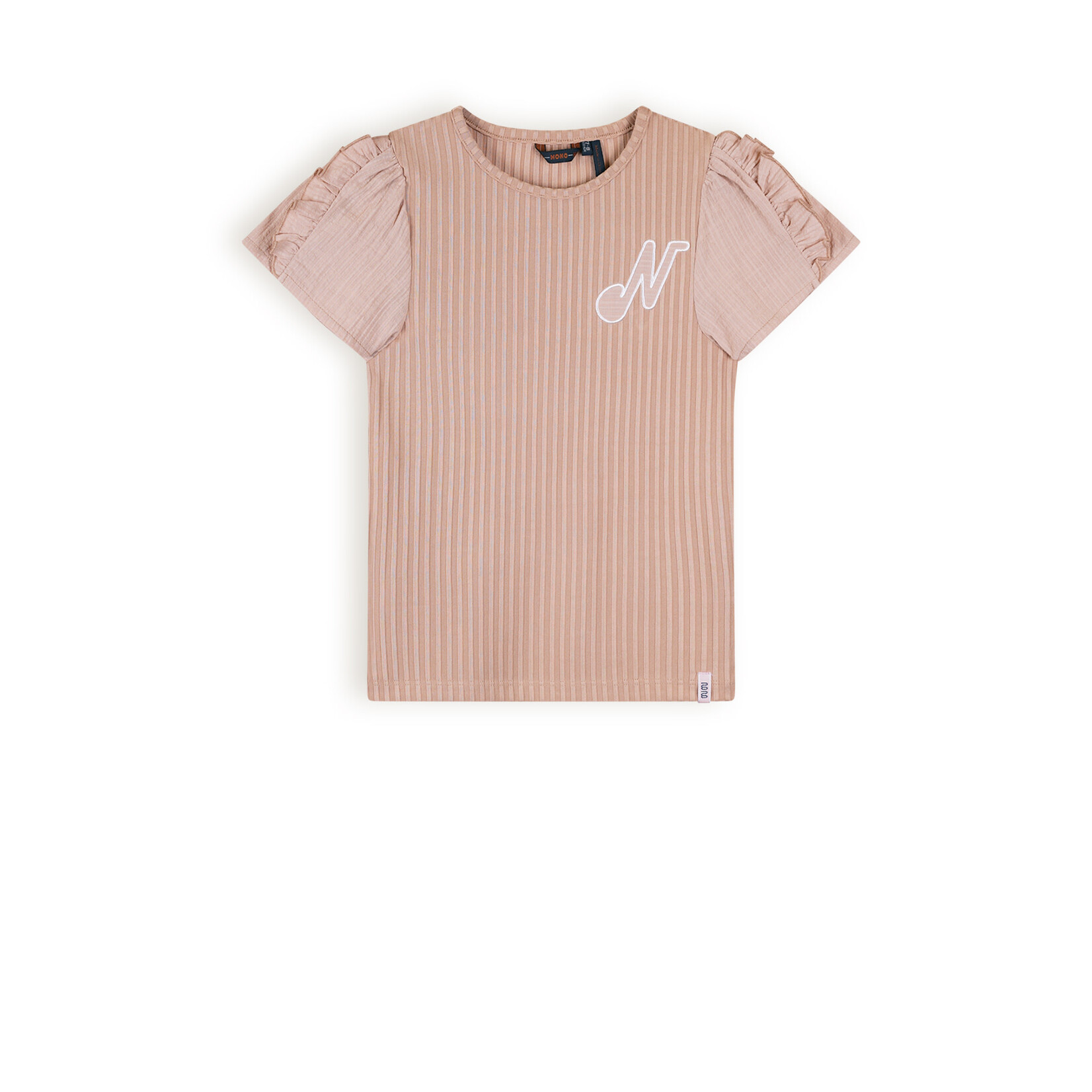 NoNo NoNo Kathleen Tshirt with Fancy Contrast Sleeves N402-5404 Sand Blush