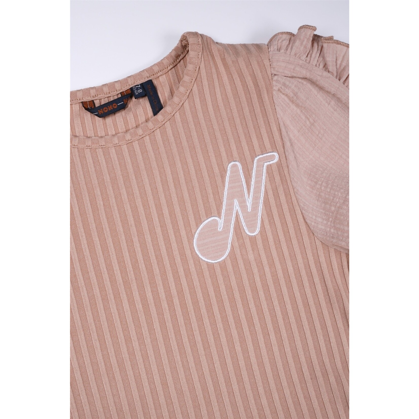 NoNo NoNo Kathleen Tshirt with Fancy Contrast Sleeves N402-5404 Sand Blush