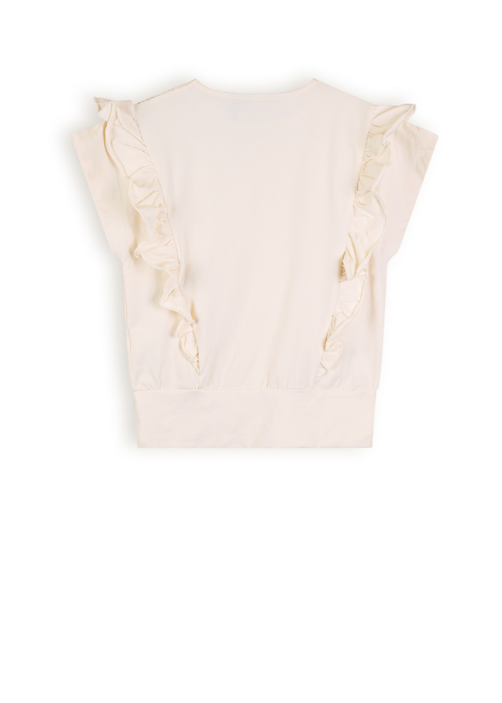 NoNo NoNo Kety T-Shirt with Smock at front N402-5412 Pearled Ivory