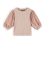 Nobell Nobell Kylia Melange Rib Top with puffed Sleeves Q402-3403 Rosy Sand