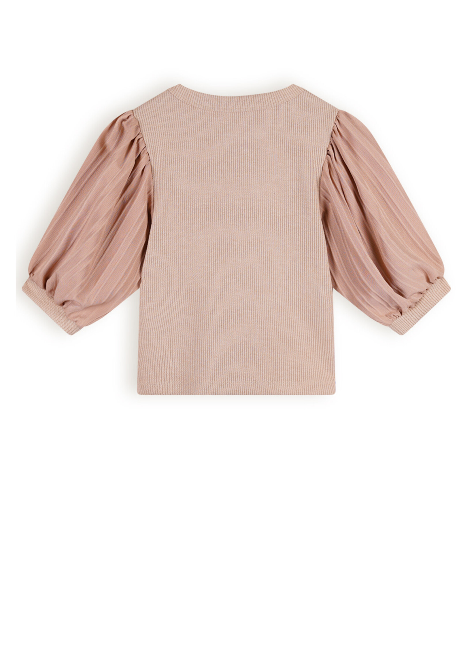 Nobell Nobell Kylia Melange Rib Top with puffed Sleeves Q402-3403 Rosy Sand