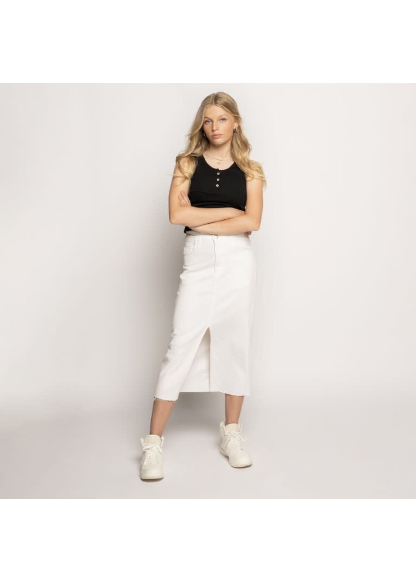 Frankie&Liberty Frankie&Liberty Denim Midi skirt Chalk White Denim-FL24004