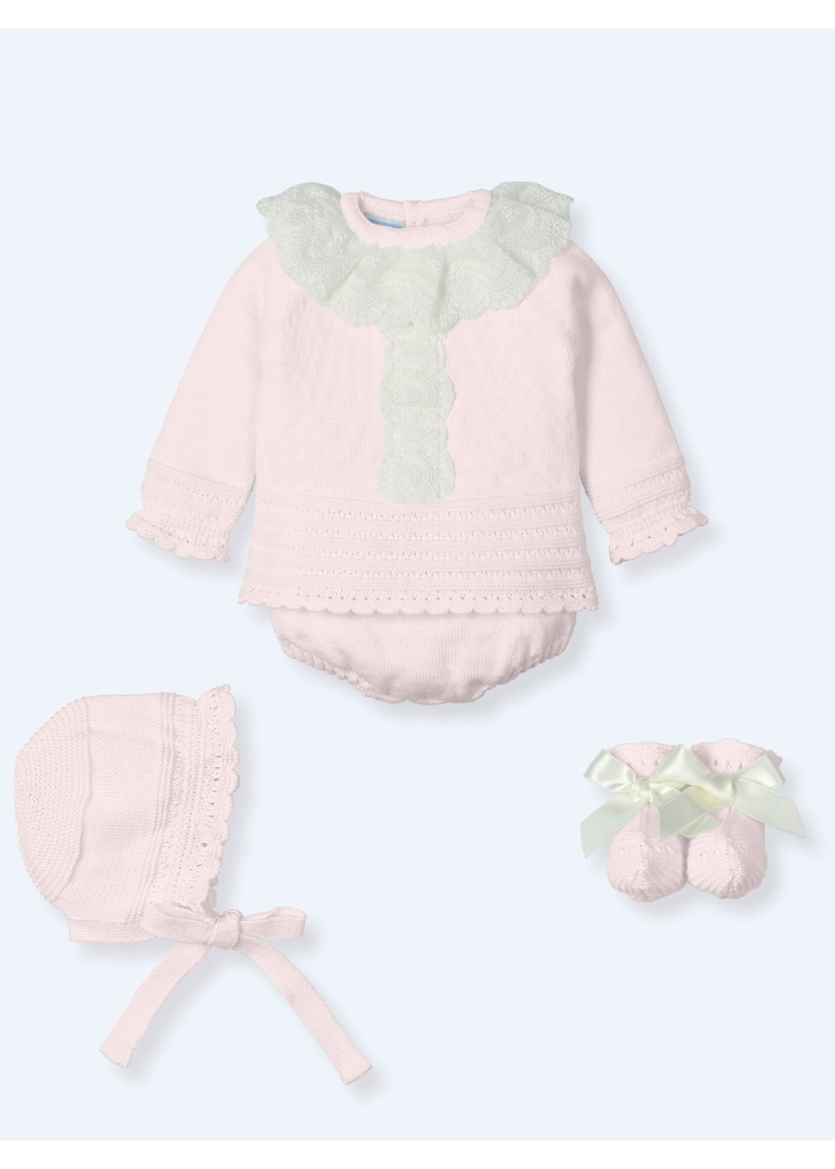 Mac Ilusion Mac Ilusion Traje 4 Piezas corto con guipur bordado CALA LUNA CrudoB