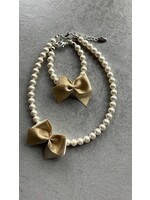 Rian Rian Parel ketting  met goud strikje