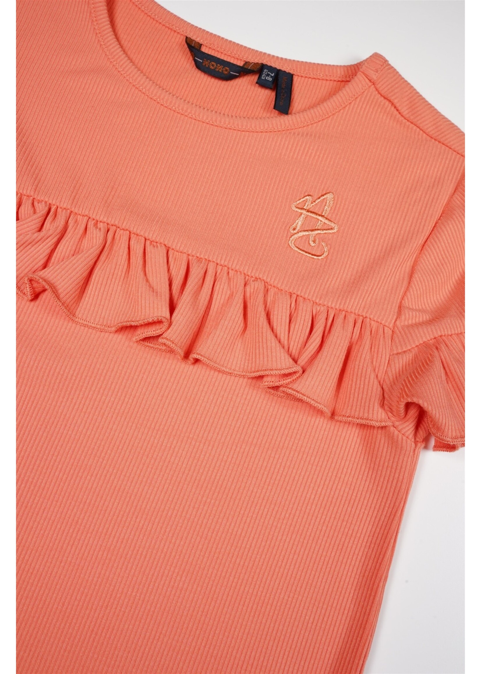 NoNo NoNo Kovan Rib Jersey Tshirt ruffles N403-5419 Lobster Red