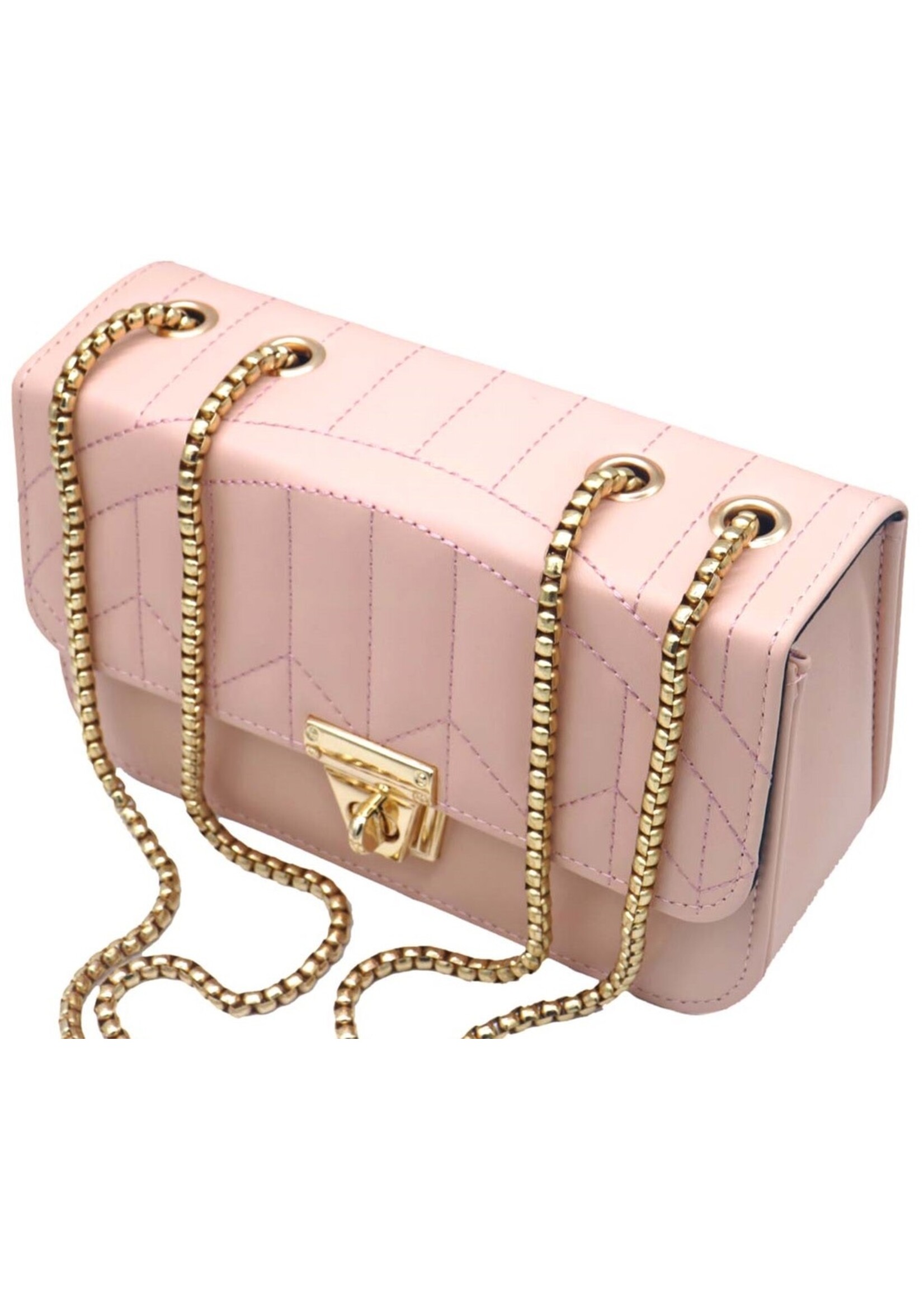 Tasje  roze met gouden ketting