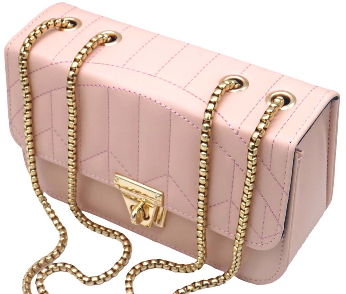 Tasje roze met gouden ketting