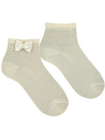 Condor Condor Ceremony  socks with lace trim bow LINEN