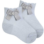 Condor Condor Fine rib bright socks with side grosgrain bow SILVER