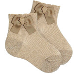Condor Condor Fine rib bright socks with side grosgrain bow GOLD