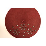 Baret bordeaux met glitter steentjes