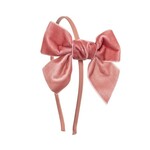 Siena  haarband  velvet oud roze met strik 9;9 cm.