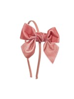 Siena  haarband  velvet oud roze met strik 9;9 cm.