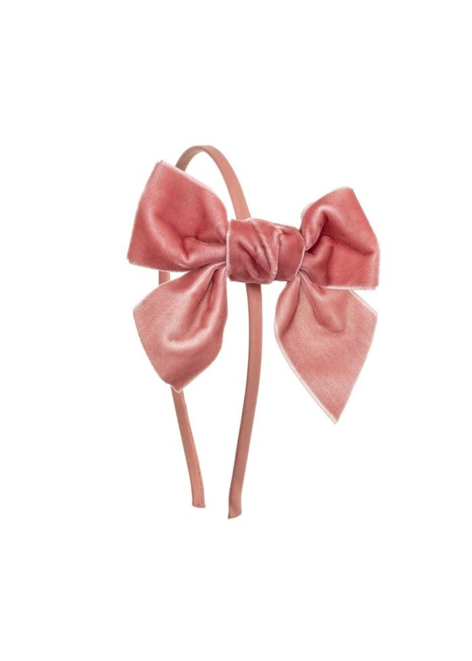 Siena  haarband  velvet oud roze met strik 9;9 cm.