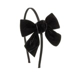 Siena  haarband  velvet  zwart met strik 9;9 cm.
