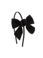 Siena  haarband  velvet  zwart met strik 9;9 cm.