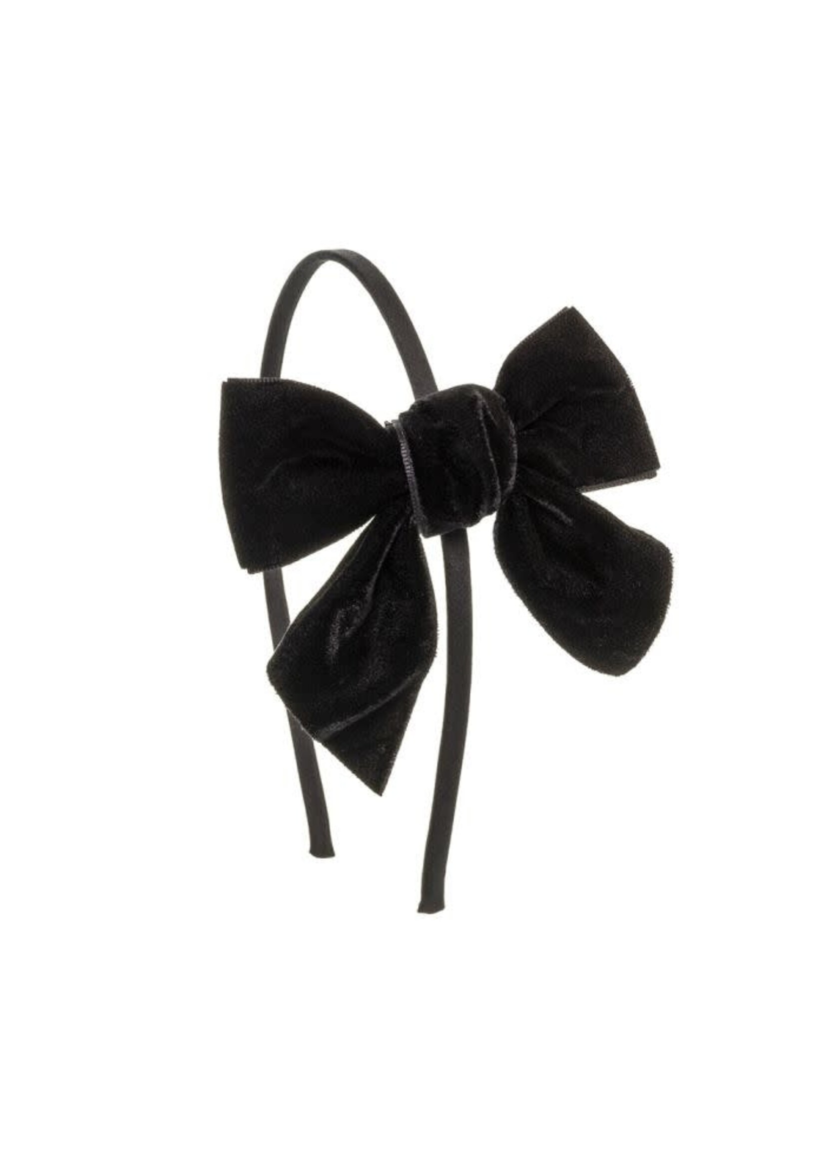 Siena  haarband  velvet  zwart met strik 9;9 cm.