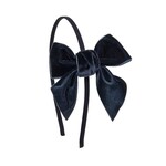 Siena  haarband  velvet  d blauw met strik 9;9 cm.