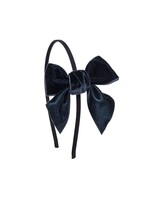 Siena  haarband  velvet  d blauw met strik 9;9 cm.
