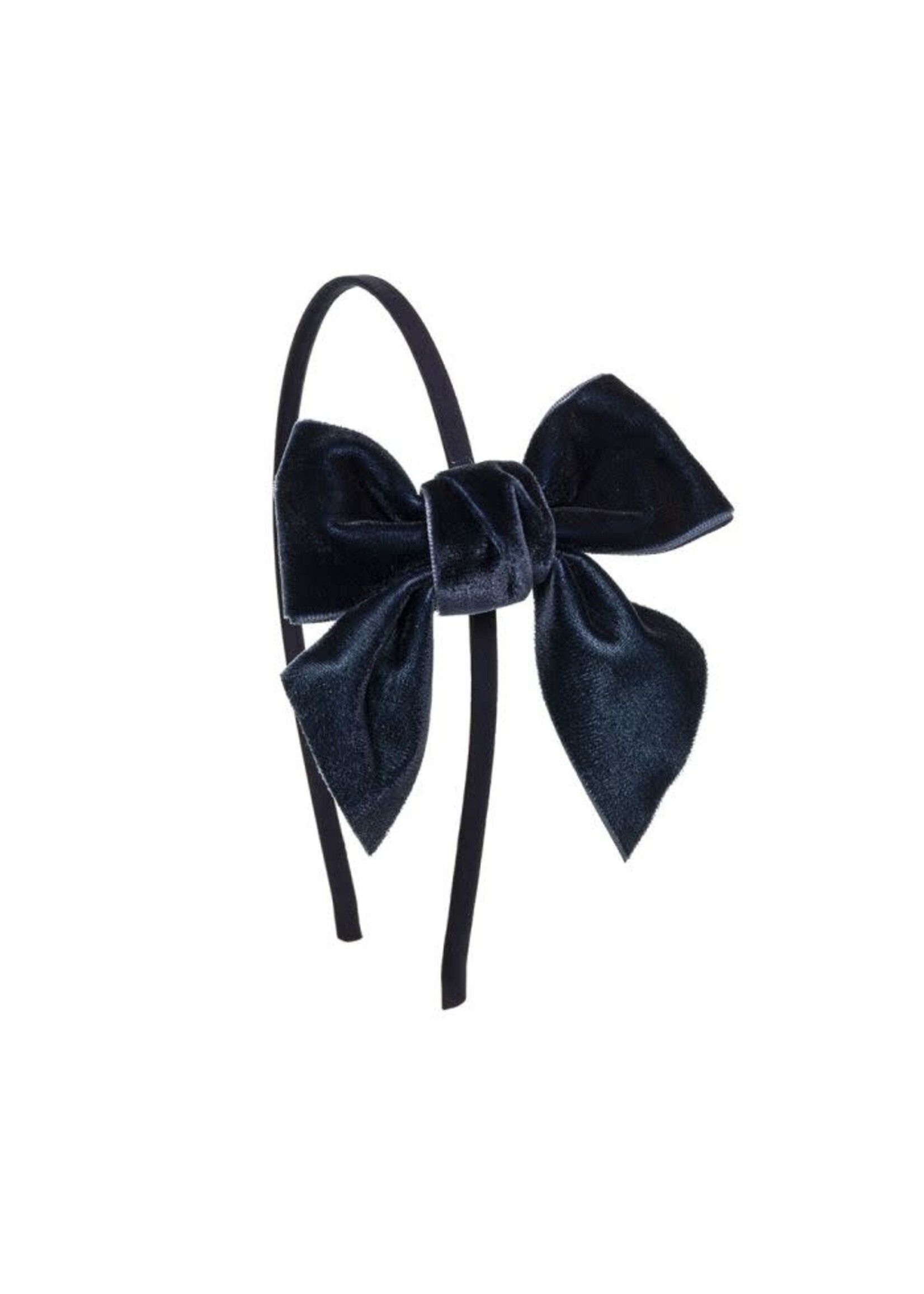 Siena  haarband  velvet  d blauw met strik 9;9 cm.