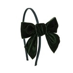 Siena  haarband  velvet  groen met strik 9;9 cm.