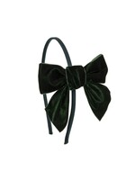 Siena  haarband  velvet  groen met strik 9;9 cm.