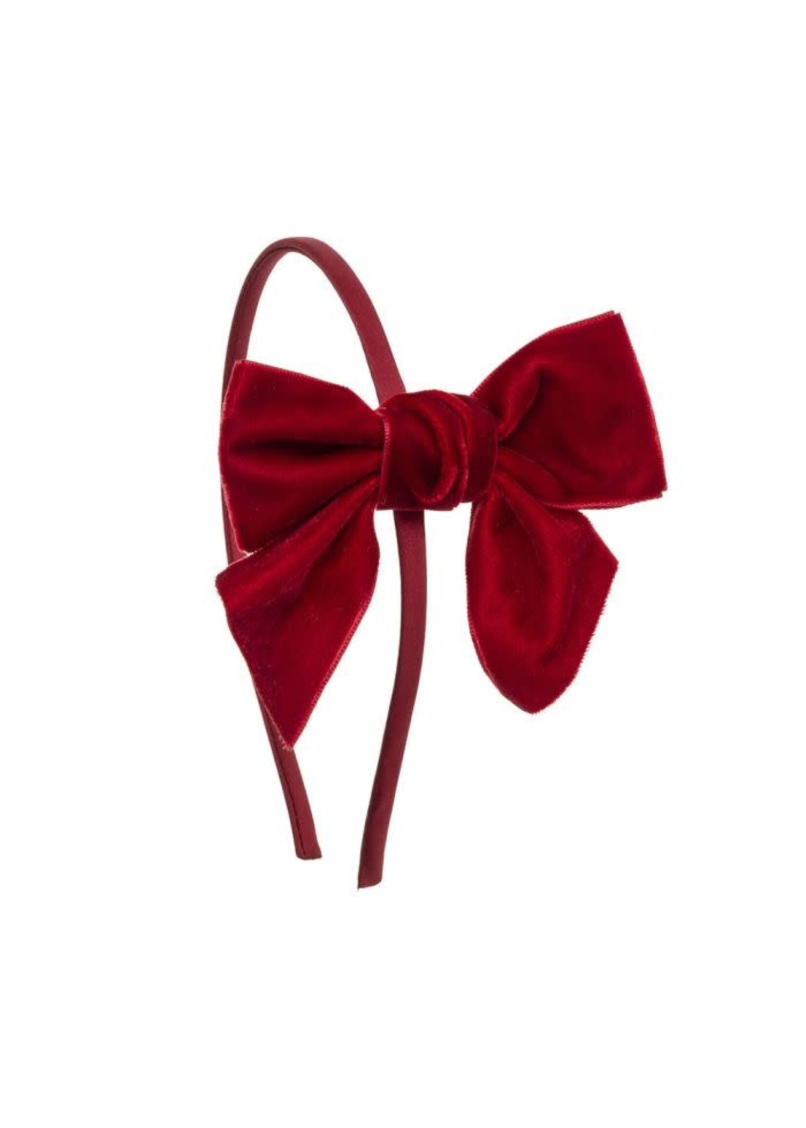 Siena  haarband  velvet  rood met strik 9;9 cm.