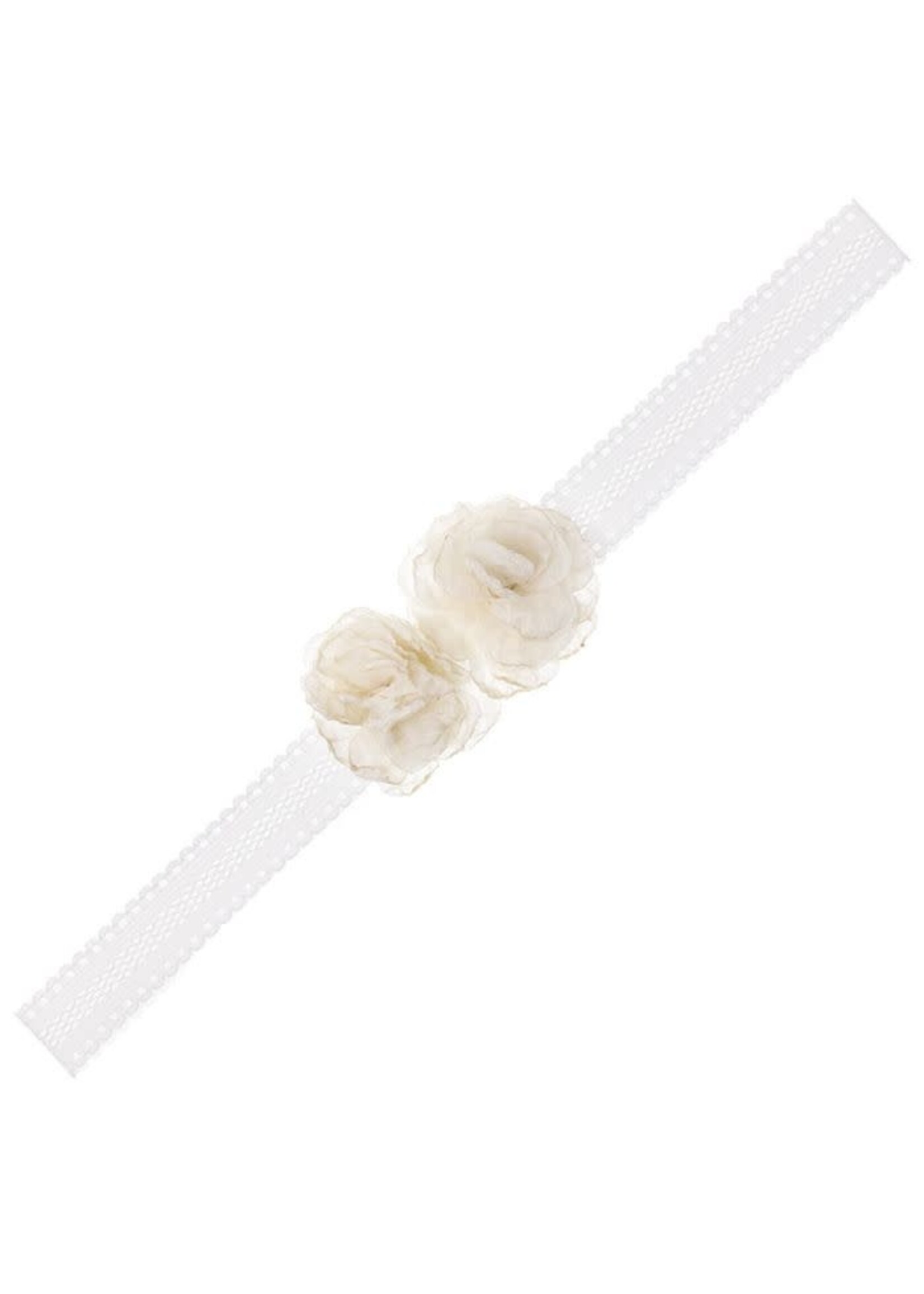 Siena Siena  Baby haarband wit met off white bloem