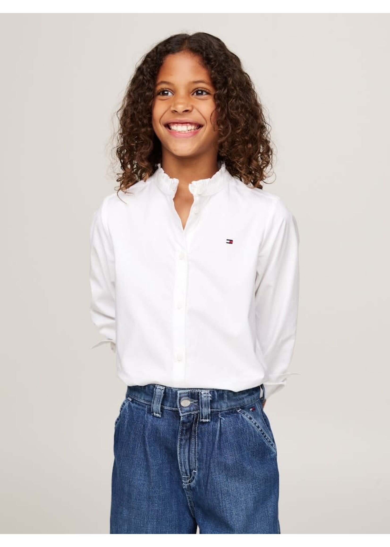 Tommy Hilfiger Tommy Hilfiger RUFFLE COLLAR BLOUSE, YBS KG0KG08230YBS White