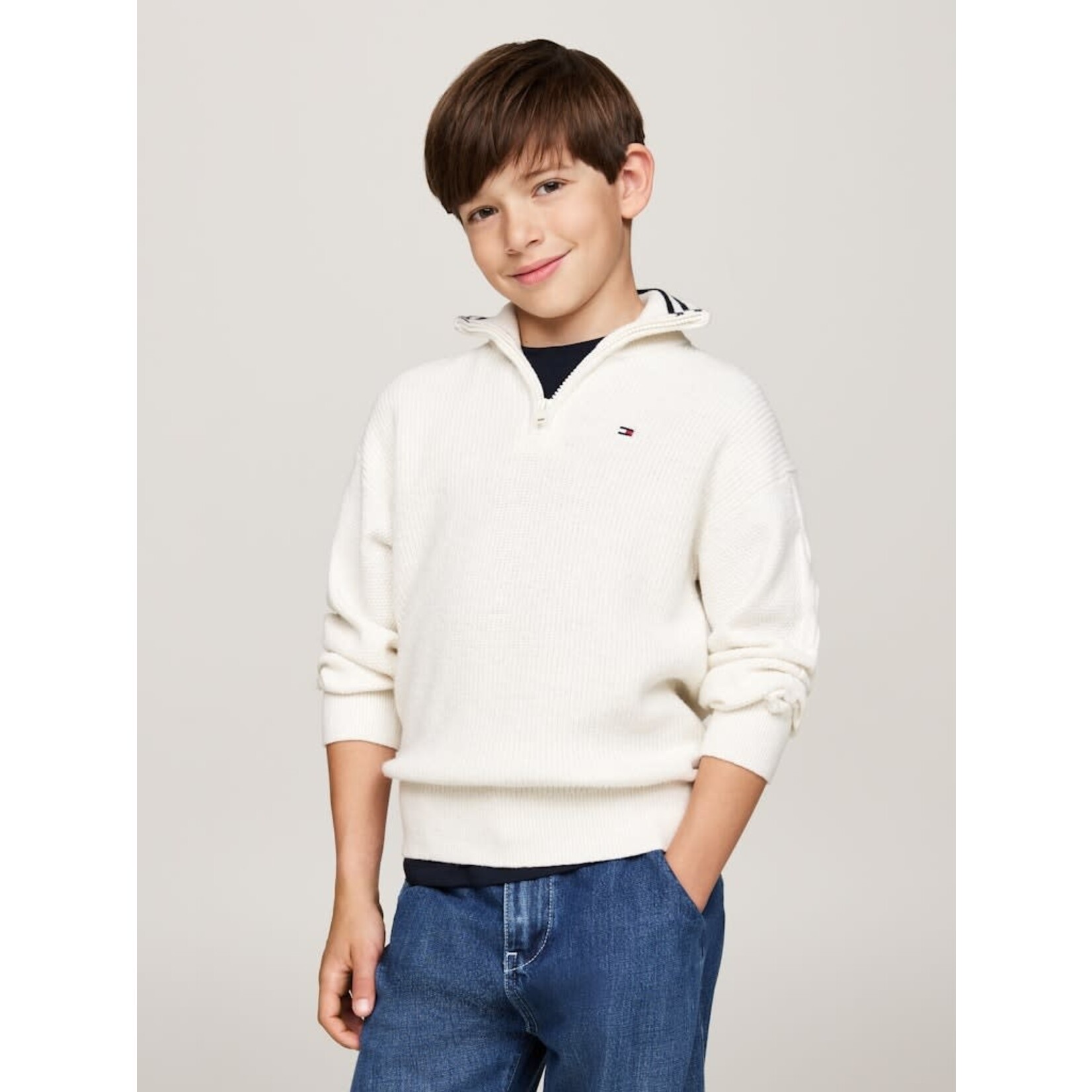 Tommy Hilfiger Tommy Hilfiger TURTLENECK HALF ZIP, Z00 KB0KB09419Z00 Ivory Petal