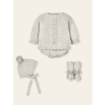 Mac Ilusion Mac Ilusion Traje 4P Canesú menguado, culote punto y patucos stretch y bullones "ACARICIAR" NaturalB