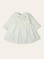 Mac Ilusion Mac Ilusion Vestido punto y tejido plumeti vainica "ILUMINAR" CrudoB