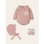 Mac Ilusion Mac Ilusion Traje 4P Canesú corto, capota y patucos tul lurex "ADMIRAR" Orquidea NewB