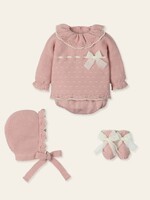 Mac Ilusion Mac Ilusion Traje 4P Canesú corto, capota y patucos tul lurex "ADMIRAR" Orquidea NewB