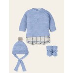 Mac Ilusion Mac Ilusion Traje 4P Canesú, culotte cuadros ECO, gorro pompom y patucos sin costuras aran doble "ARRULLAR" AzafataB