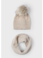 Mayoral Mayoral Fur hat & scarf set Sand - 24 10825