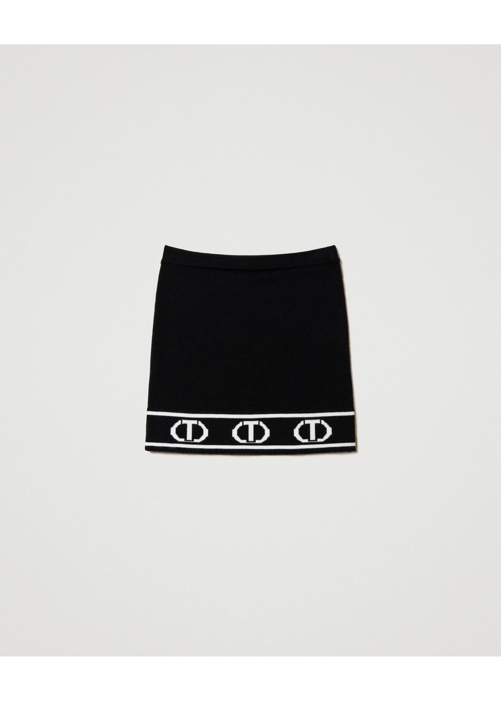 Twinset Twinset GONNA CORTA IN MAGLIA BIC.NERO/OFF WHITE - 242GJ3164